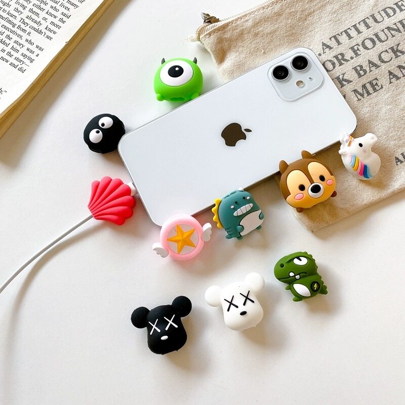 Phim hoạt hình sáng tạo Cáp dữ liệu bảo vệ Apple phổ thông Android mô hình chống phá vỡ sạc đầu tai cáp bảo vệ cắn Cáp thiết bị