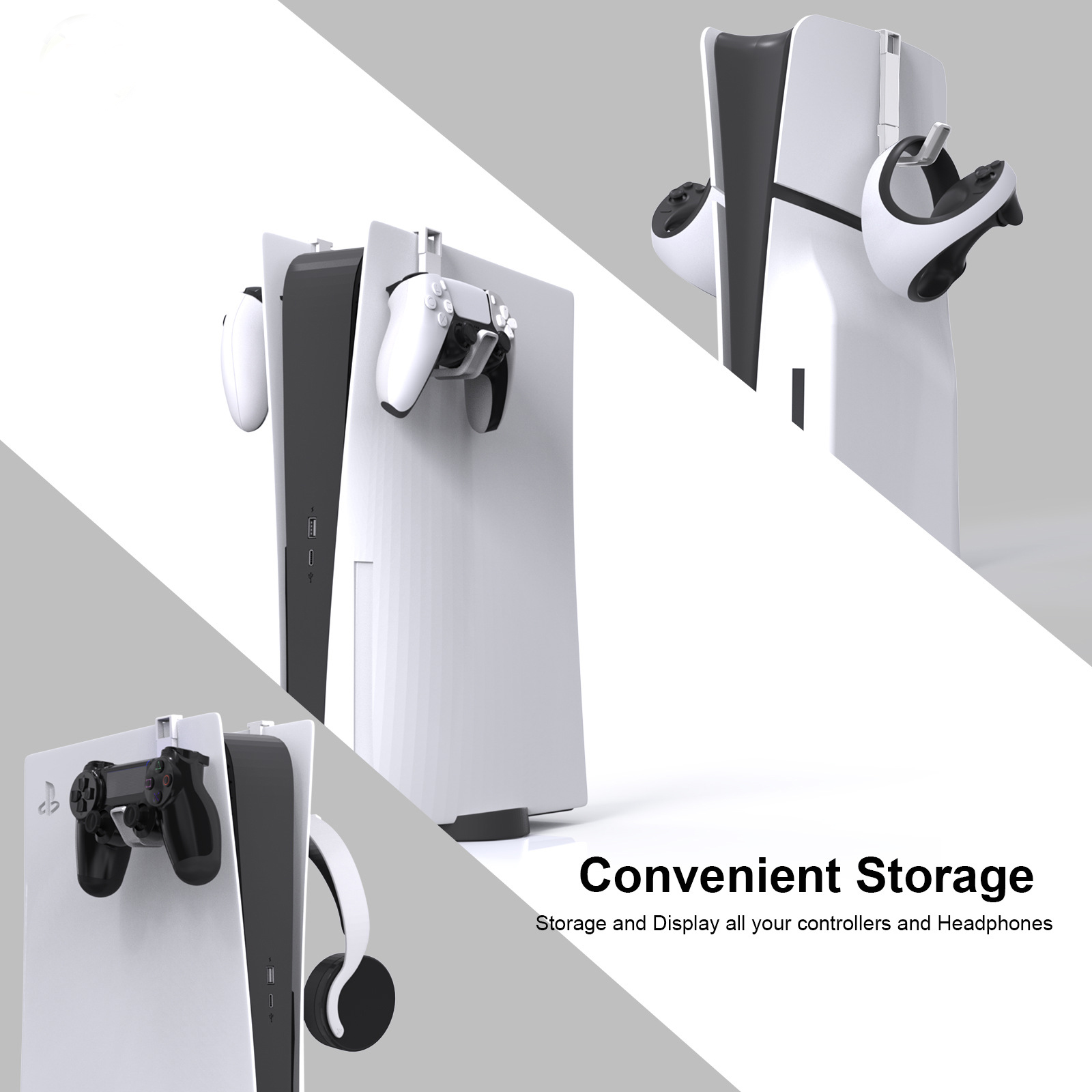 2Pcs Grip Headset Hook New For PS5 Slim Grip Hook Compatible with All PS5 Consoles