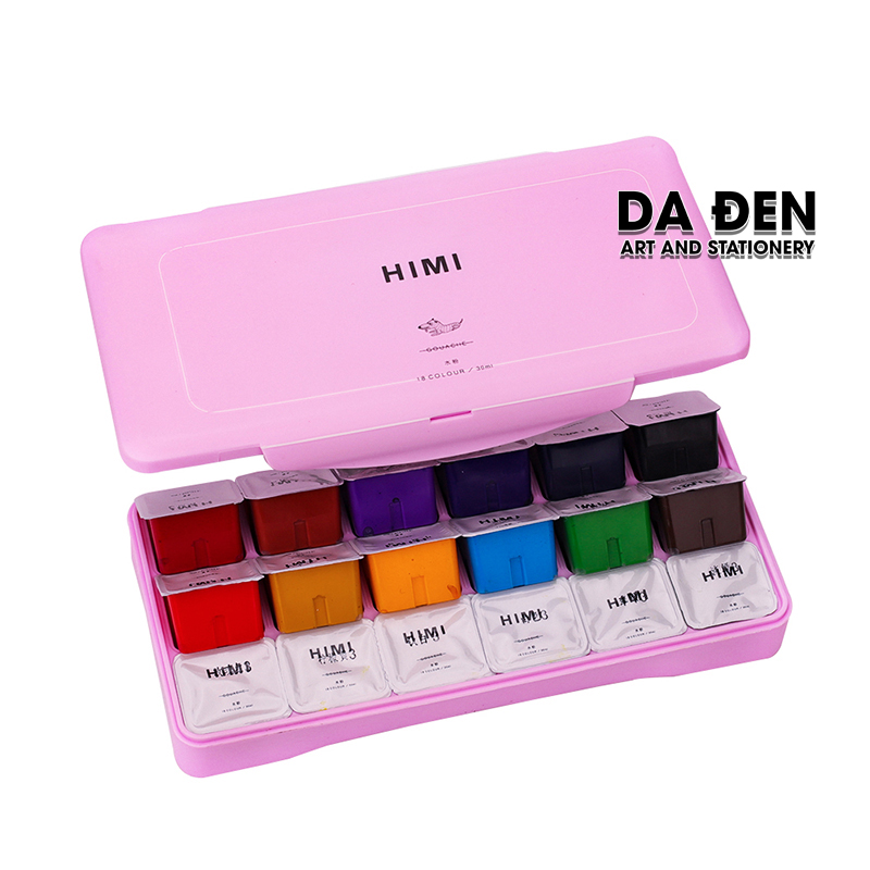 [HCM][DA ĐEN] Màu Gouache Himi Thạch 18/24/56 Màu Hộp Nhựa