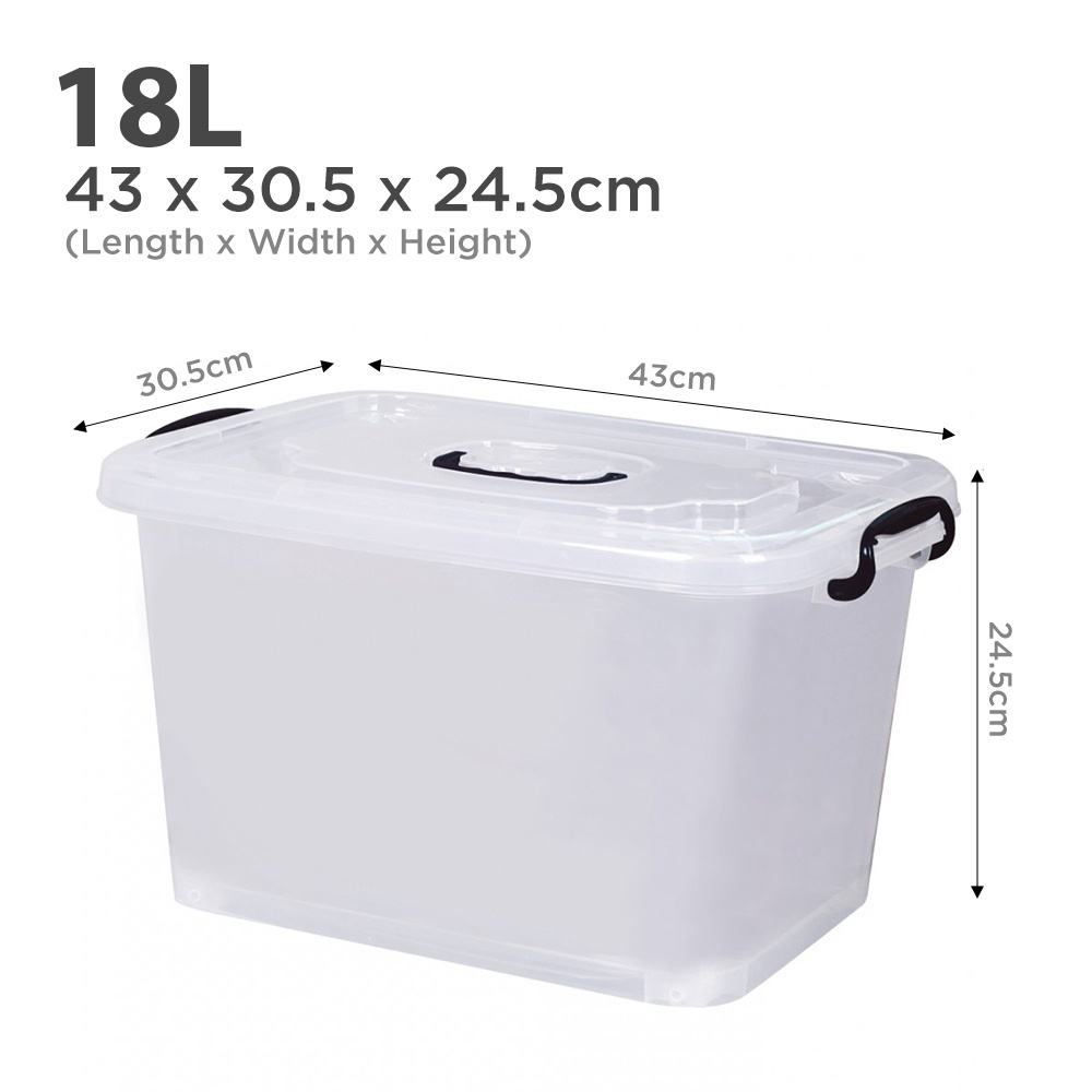 (JIJI.SG) LAURA Transparent Storage Box / Container / Stackable / Handle / Plastic / with Wheels