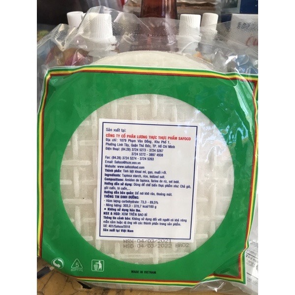 Bánh tráng Việt Nam safoco size 16cm