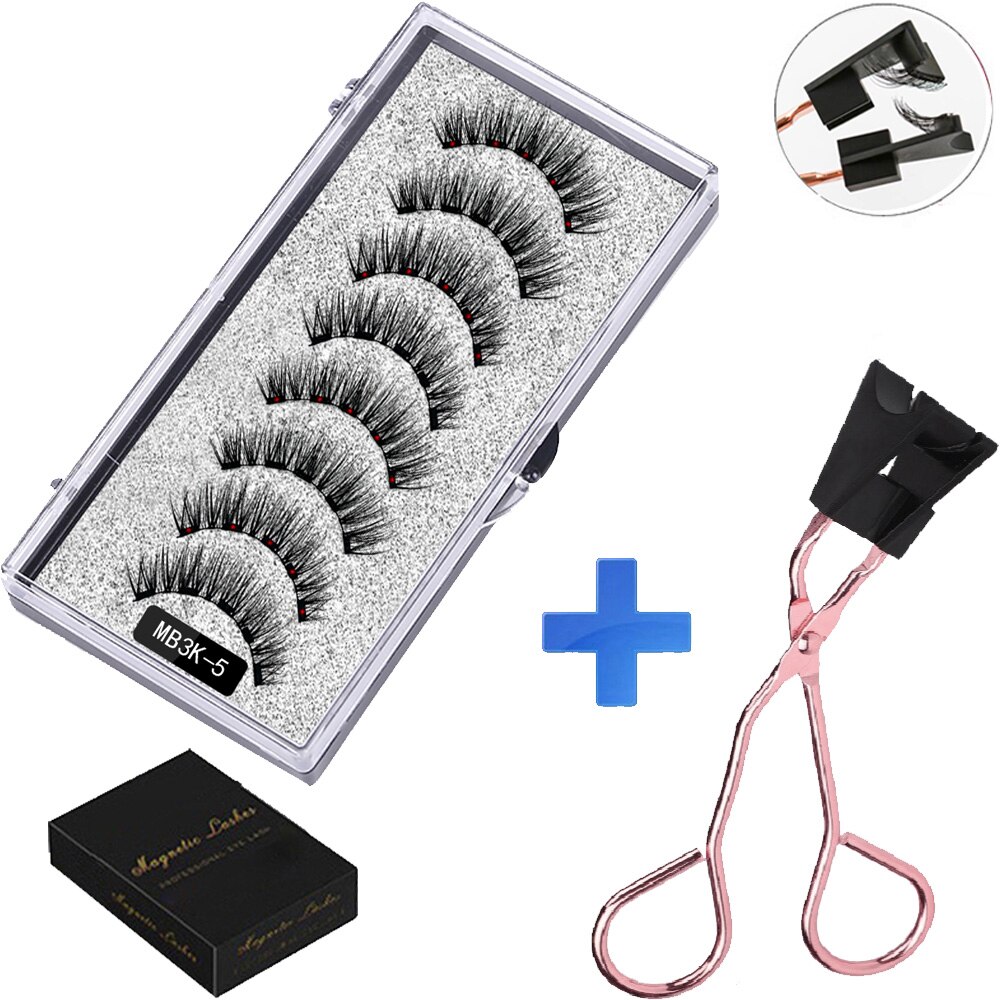 Special Offers LEKOFO 8PCS 5 Magnetic Eyelashes With 4 Pairs Magnets Magnetic Lashes Natural Mink Eye Lashes With Faux Cils Magnetique Tweezers
