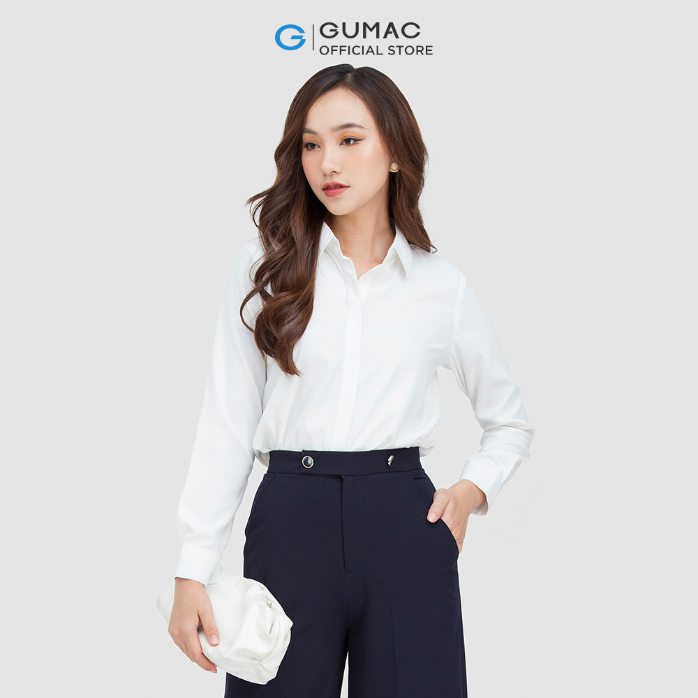 Áo sơ mi nữ GUMAC AC05004 lụa mango giấu nút