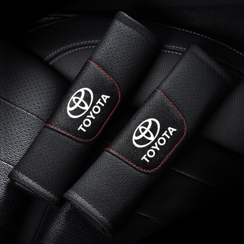 2Pcs Genuine Leather Car Safety Seat Belt Shoulder Pads Breathable Mat  Cushion Cover for Toyota Alphard avanza camry Corolla Altis Estima Harrier  Hilux Innova Vellfire Vios Wish RAV4
