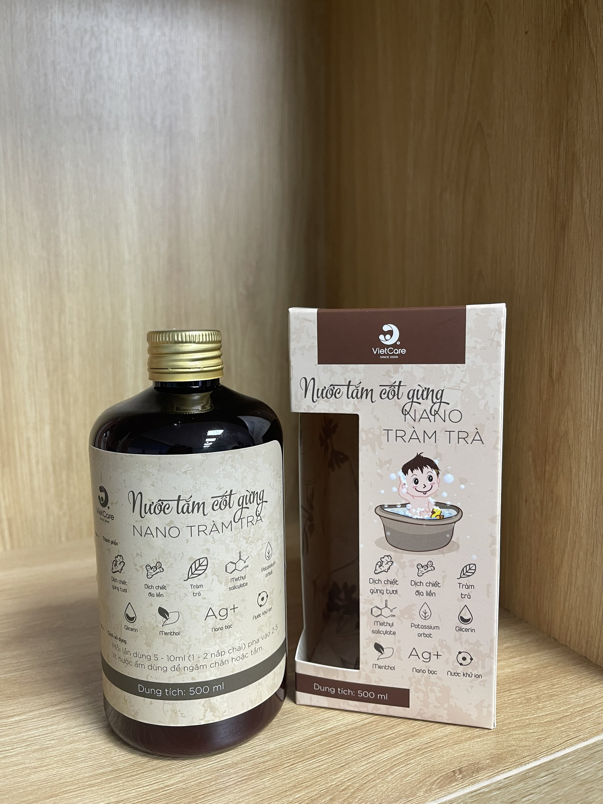 Nước Tắm Cốt Gừng Nano Tràm Trà,chai 500ml