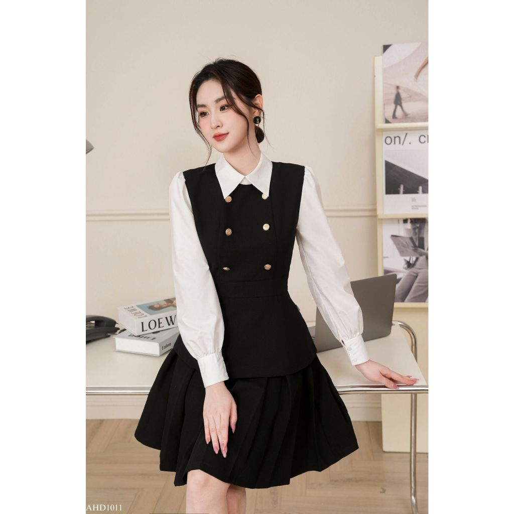 Áo cổ đức phối tay gấu peplum tiinstore ahd1011