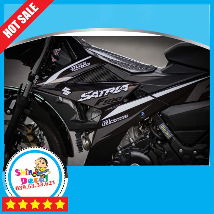 Tem rời dán xe satria fi - raider fi mẫu xám trắng đen chữ satria f150