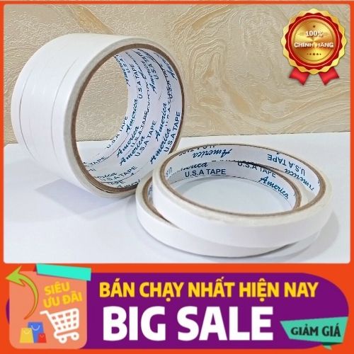 BĂNG KEO 2 MẶT TRẮNG 1 cây (24 cuộn) 12mm* 10m