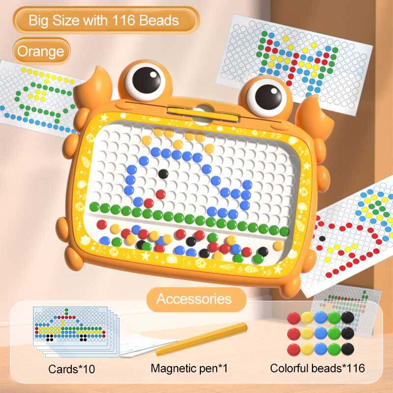 （Super Fan）Magnetic Drawing Board Magpad Dots Educantional Toys for Kids,Large Doodle Board with Magnetic Pen and Beads, DIY Magnetic Writing Board for Boys Girls Brain Game