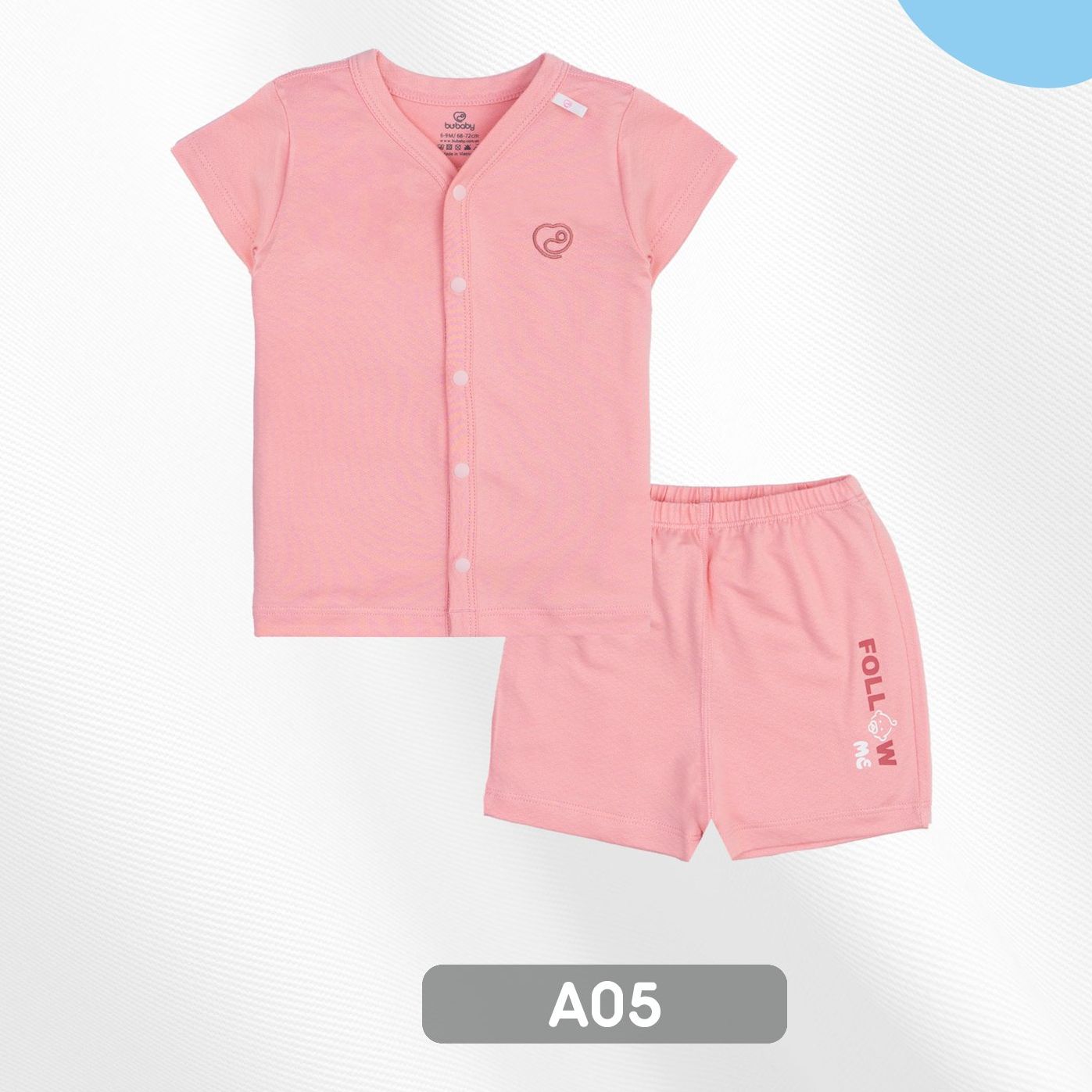 Bộ cộc tay cài giữa bu, bu baby 3m - 12m