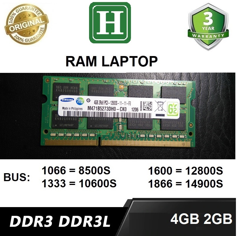 Ram Laptop DDR3/DDR3L 2GB, 4Gb bus 1600 – 12800s và các loại khác, bảo hành 3 năm