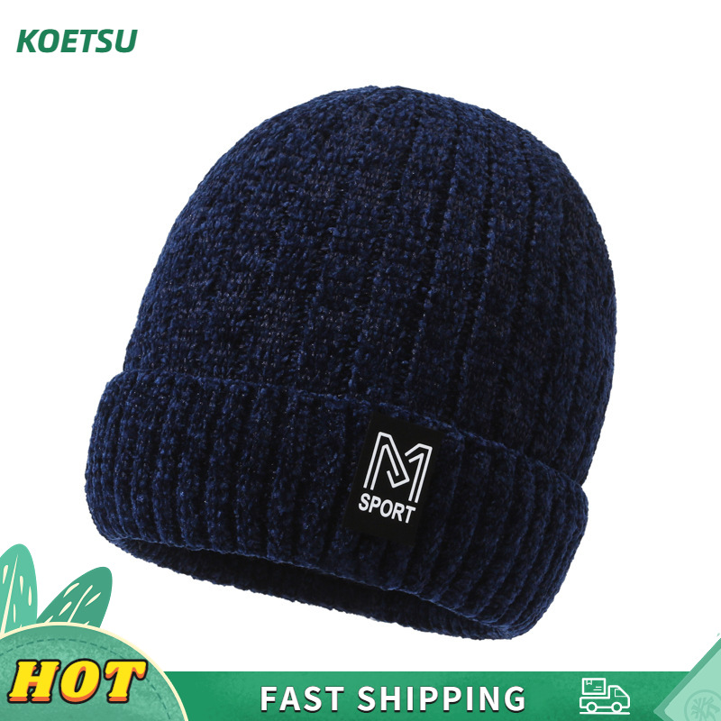 KOETSU【COD】New Knitted Hat Letter Warm Woolen Hat Hoodie Cold Cap
