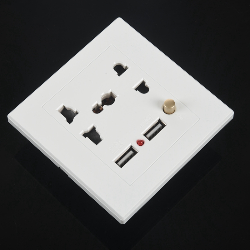 2.1A Dual USB Wall Charger Socket Adapter Universial Power Outlet Panel wite Switch