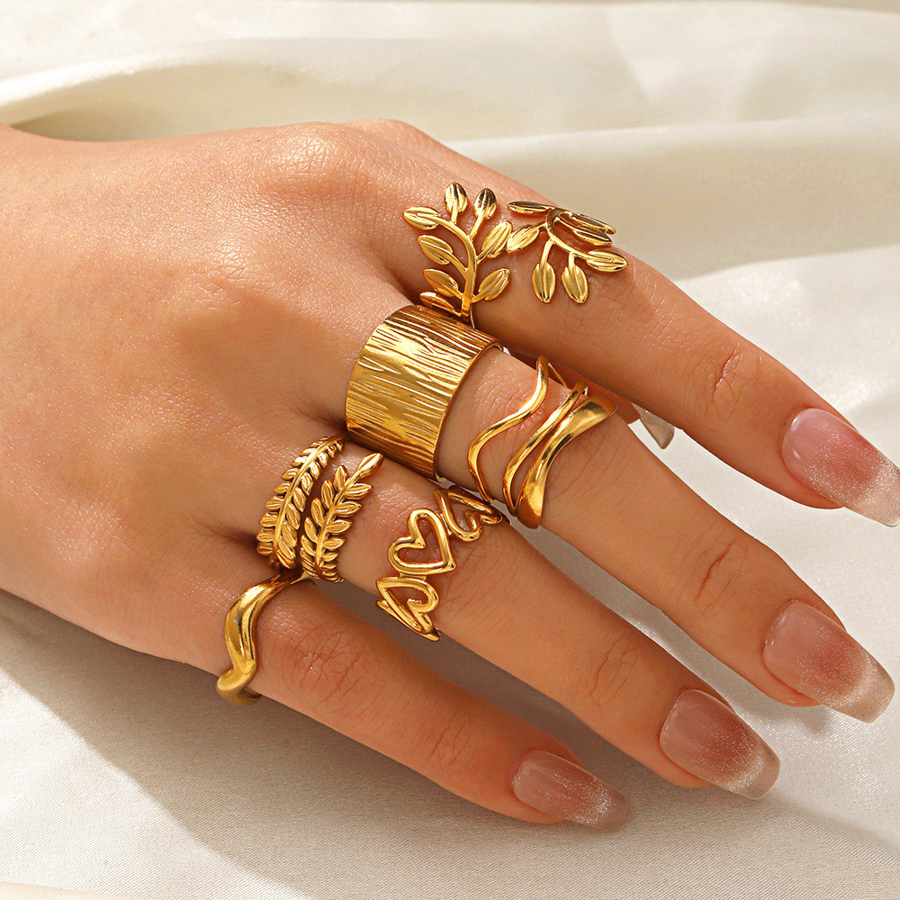 Enacolor%20Titanium%20Steel%2018K%20Gold%20Plated%20Personality%20Geometric%20Heart%20Rings%20for%20Women%20Fashion%20Jewelry%20Accessories%20-%20Image%203