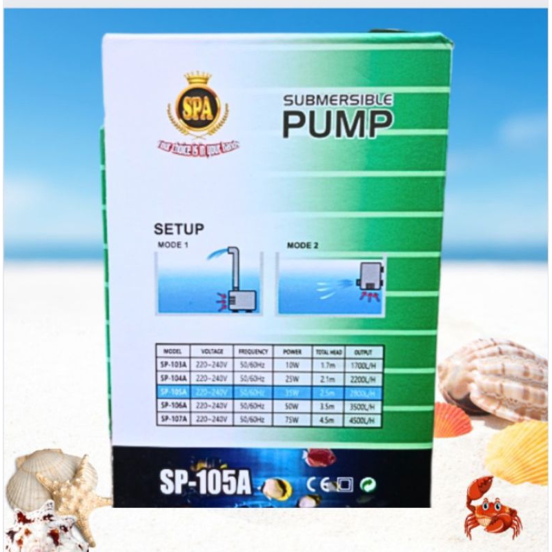 Pompa Kolam KOI Air Mancur Hidroponik SPA SP 105A
