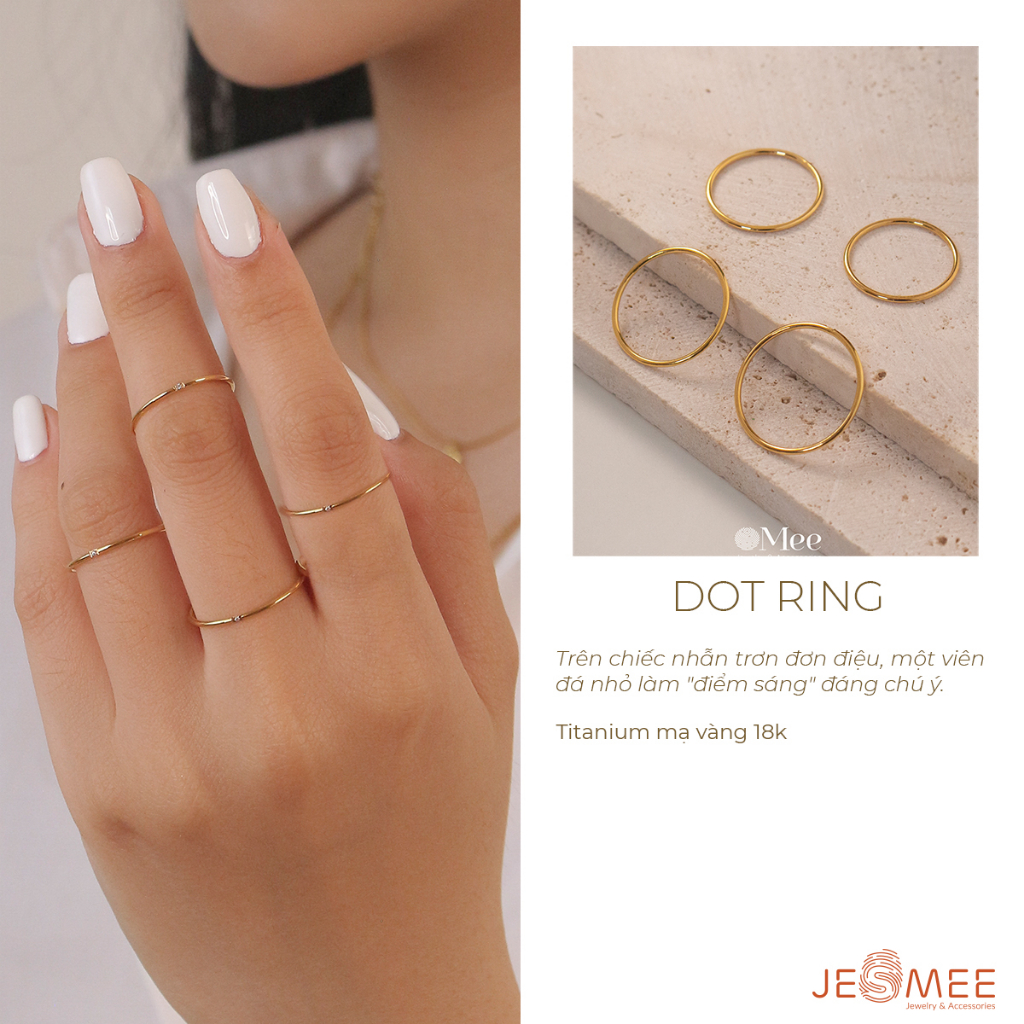 [1.12-GIẢM 15K ĐƠN 299K]- Nhẫn nữ Dot ring Mee bản mỏng đính đá - R3527
