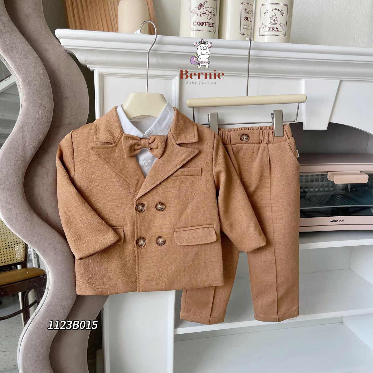 Set vest bé trai thiết kế 4 khuy 3 chi tiết vest quần nơ chất chéo hàn sang xịn BERNIE kids 1 đến 7 tuổi