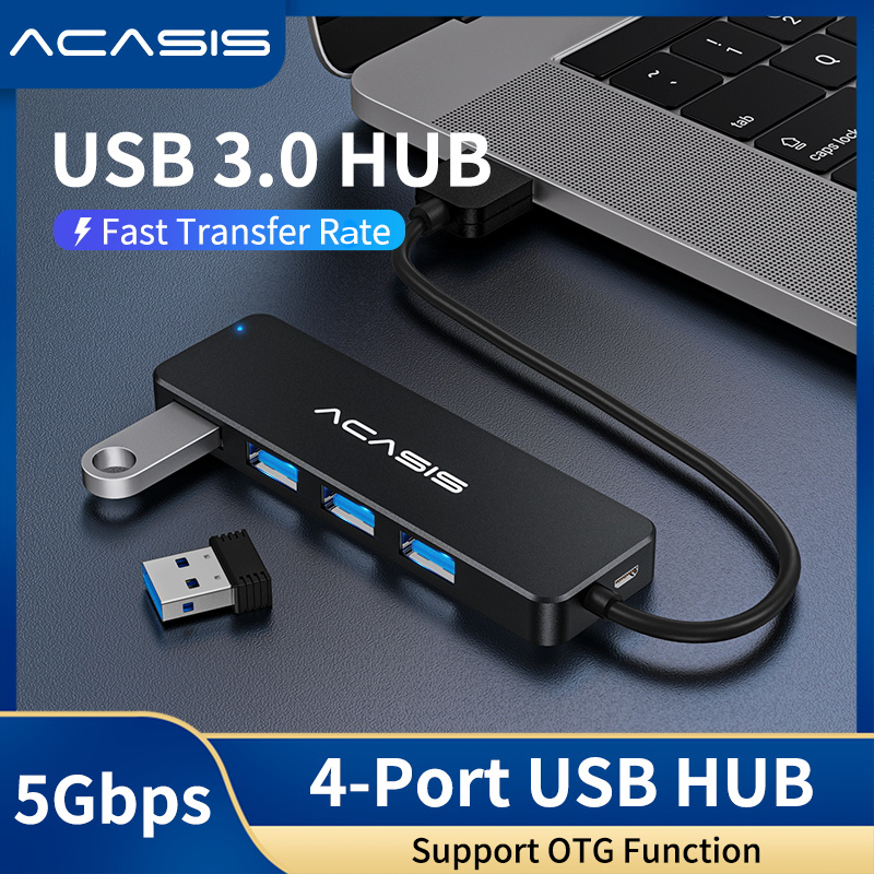 ACASIS USB HUB 4 Port USB 3.0 Adapter with Power Supply Micro USB Multiple USB Splitter High