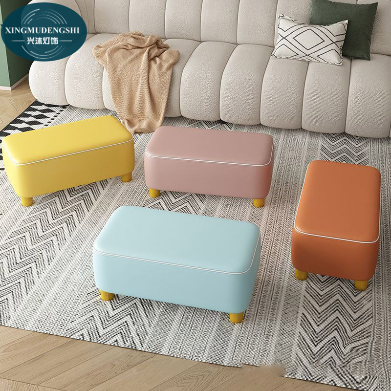 Technology cloth small stool home living room low stool coffee table stool simple small bench net red solid wood changing stool bench simple bench