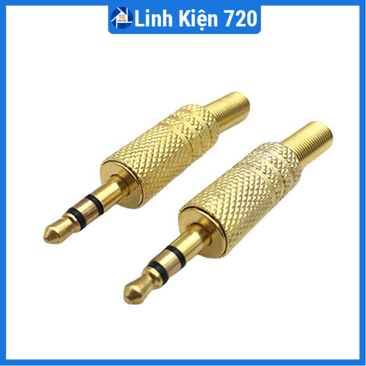 Bộ 2 jack audio 3.5mm đực màu vàng Gold loại tốt