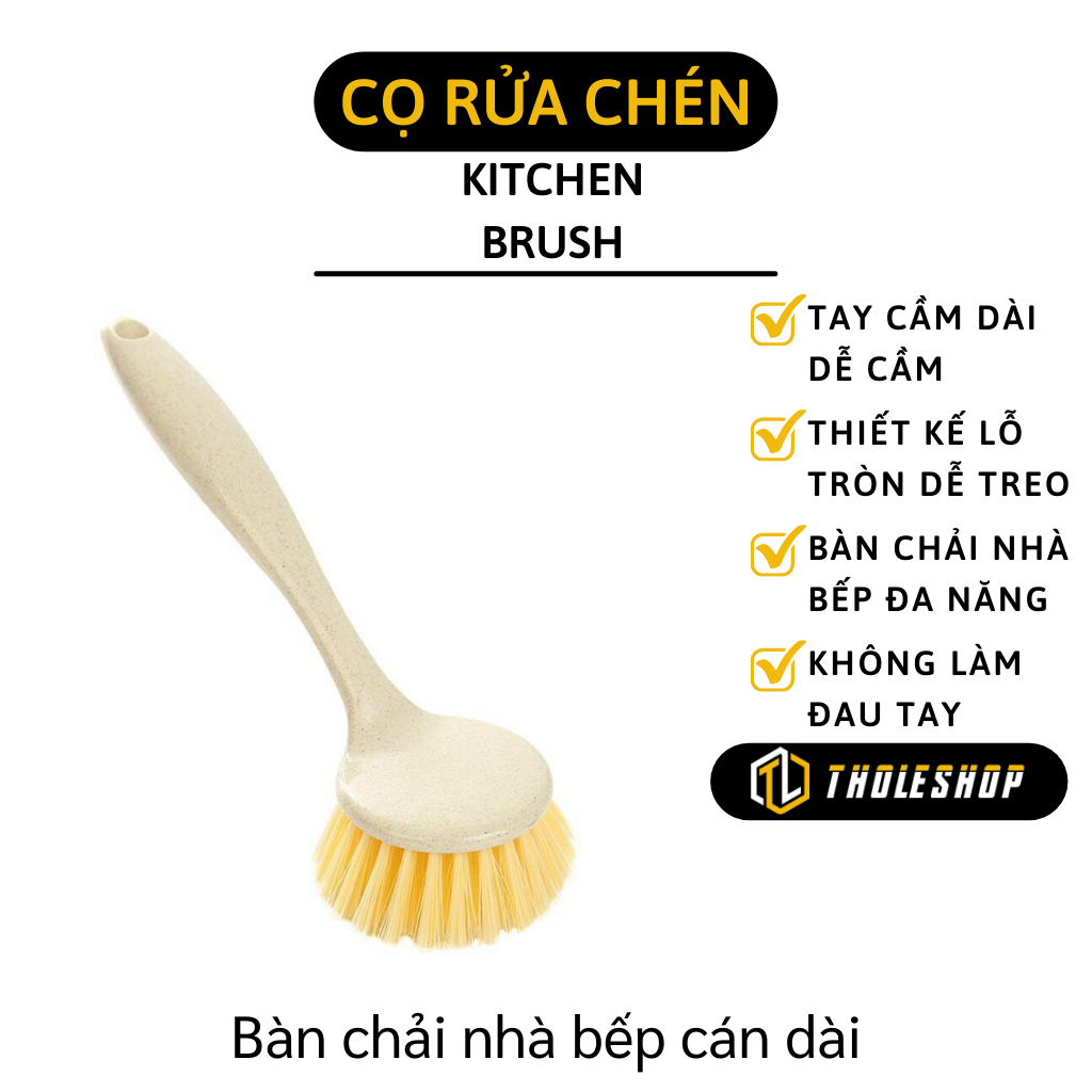 Cây cọ rửa chén lúa mạch - Bàn chải chà nồi - Bàn chải vệ sinh gia đình - Bàn chải rửa chén - Đồ rửa chén có tay cầm chắc chắn
