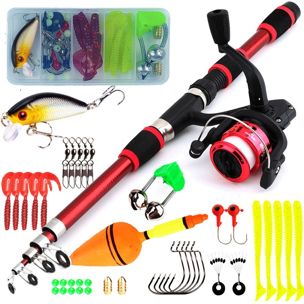【Must-Have Style】 1.8M Travel Fishing Gear Telescopic Fishing Rod Full Kits Fishing Pole Casting Rod Fishing Rod Reel Set Carbon Fibre Hooks Feeder Rod Combo Fishing.