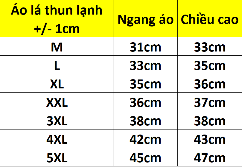 Áo Lá Thun Lạnh Nhiều Size 257 (M–5XL) – Mát Lạnh, Co Giãn 4 Chiều, Phù Hợp Mọi Vóc Dáng