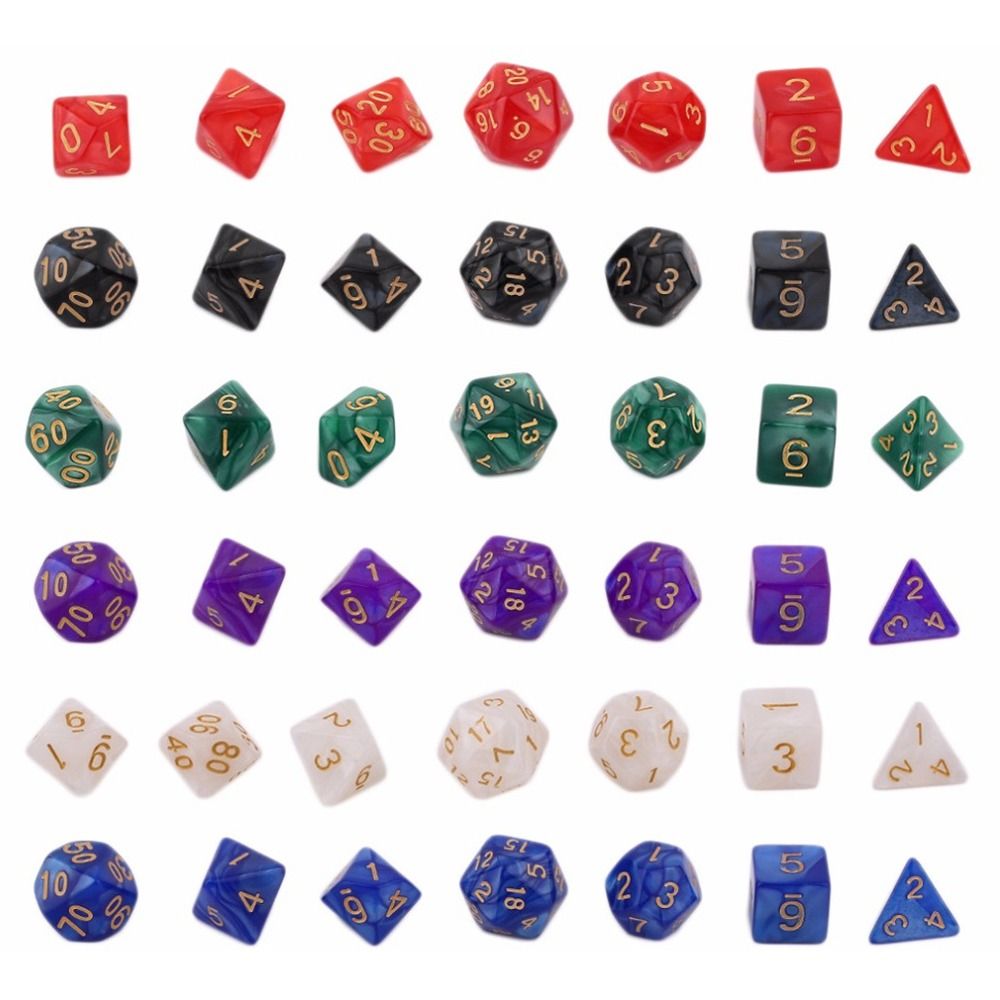 Khá MJ 7 cái/Bộ trò chơi trên bàn DND DICE D4 D6 D8 D10 D12 D20 7-Die xúc xắc đa diện nhiều mặt Acrylic trò chơi xúc xắc trpg DND