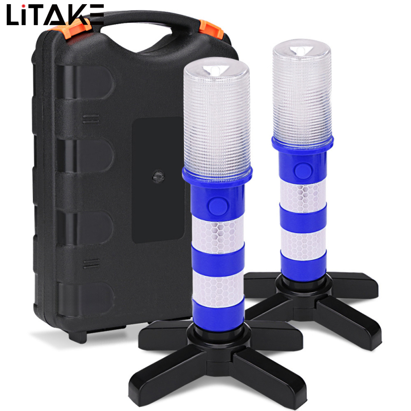 Emergency Roadside Flares Kit With Storage Tank 3 Lighting Modes