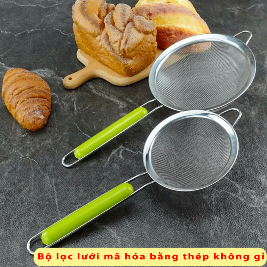 Rây Lọc Cháo, Rây Lọc Sữa Hạt, Bột Chất Liệu Inox (Cán Xanh)