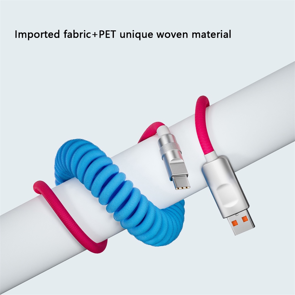 【Inventory ready 】♥ Free shipping+COD ♥Spring data cable 1.8M charging cable 120PD fast charging spring pull USB cable suitable for Android Apple