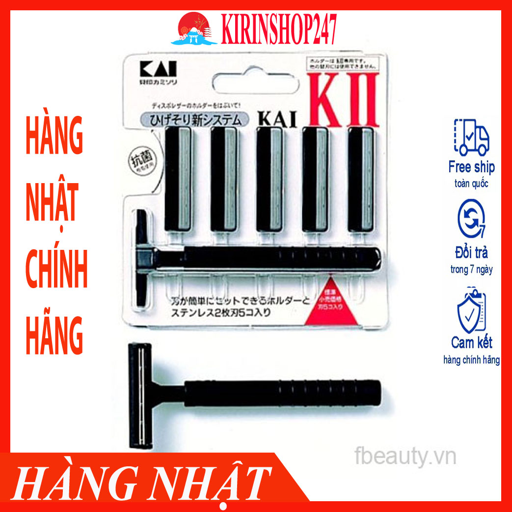 Set dao cạo 2 lưỡi kép KAI (1 thân, 5 lưỡi) Hàng Nhật