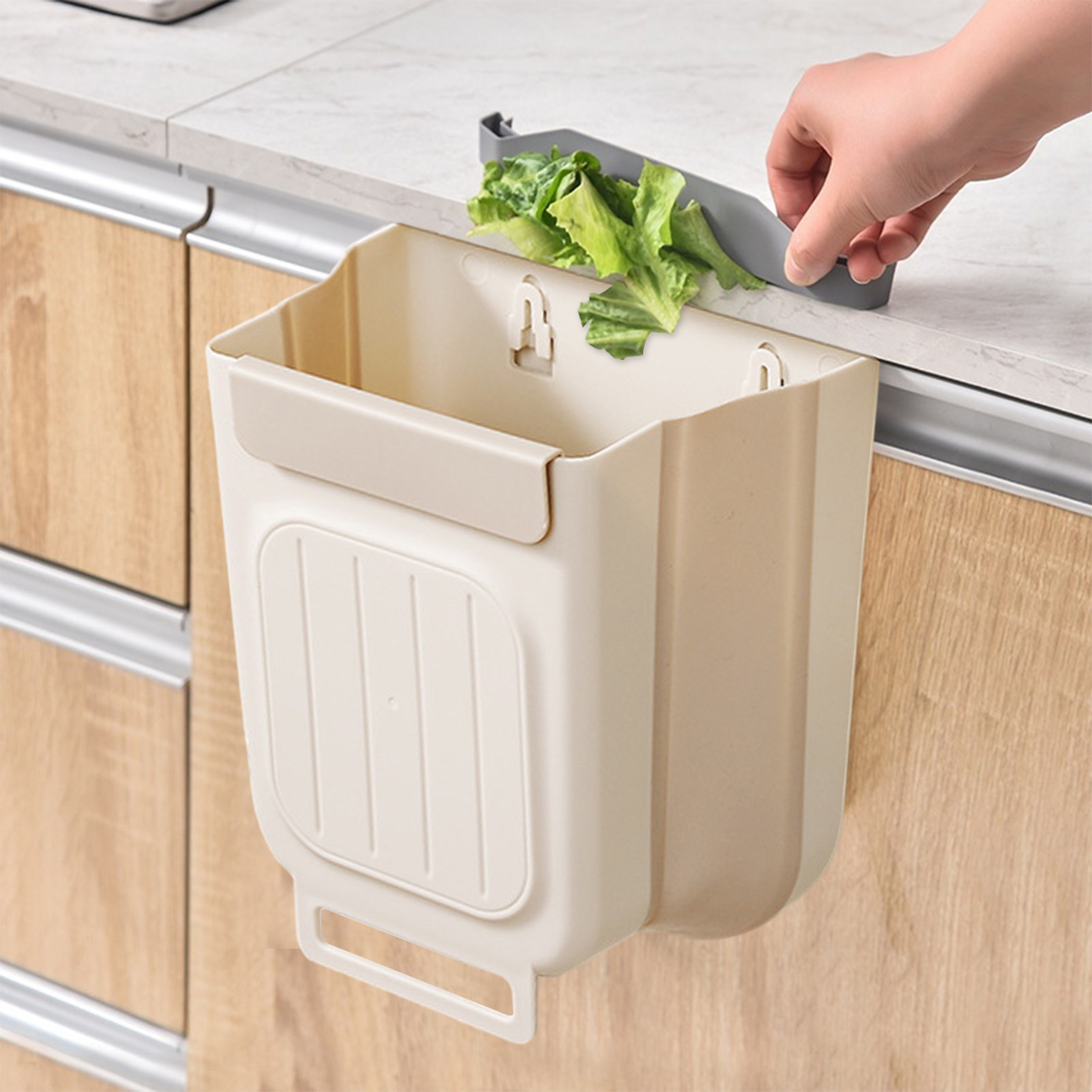 youlianba Garbage with Scraper Buckle Multi-purpose Garbage with Scraper Convenient and Durable Hanging Trash for Home Space-saving and Foldable Waste Container Ideal