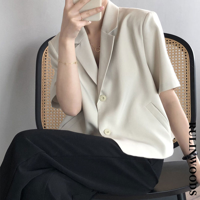 RULINWOODS 4 màu Blazer hàn quốc bộ đồ ngắn tay cho phụ nữ quần áo mỏng mặc thoải mái khi nóng