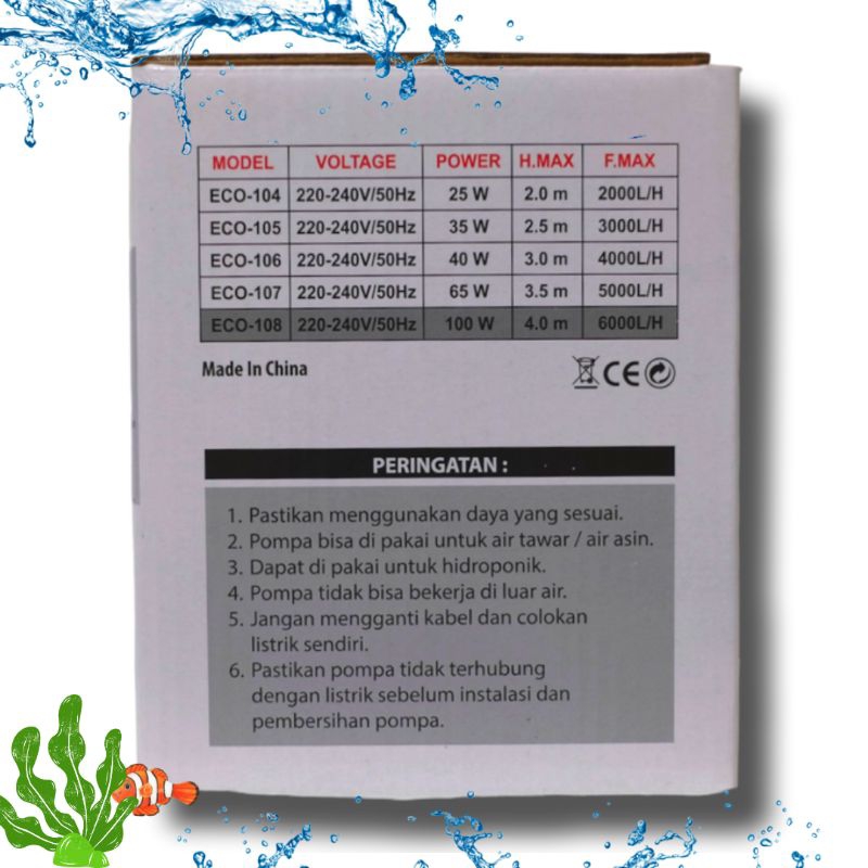 Pompa Kolam Air Mancur Hidroponik KANDILA PRO ECO 107