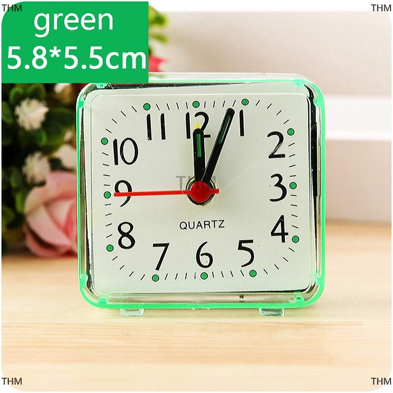 THM Dễ thương sinh viên Đồng hồ báo thức vuông cạnh giường nhỏ gọn đồng hồ máy tính để bàn trang trí đồng hồ