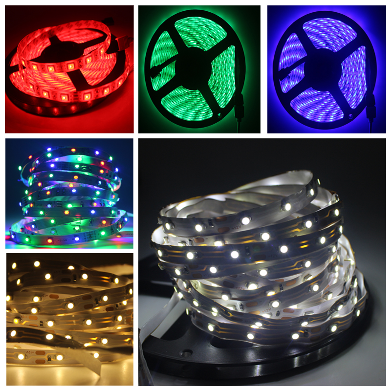 Dc 12v Rgb 5m Waterproof Led Strip 2835 Red Blue Green 1-5m 60led/m Flexible Ribbon Rgb Stripe 1m 2m 3m 4m 5m Tape. 