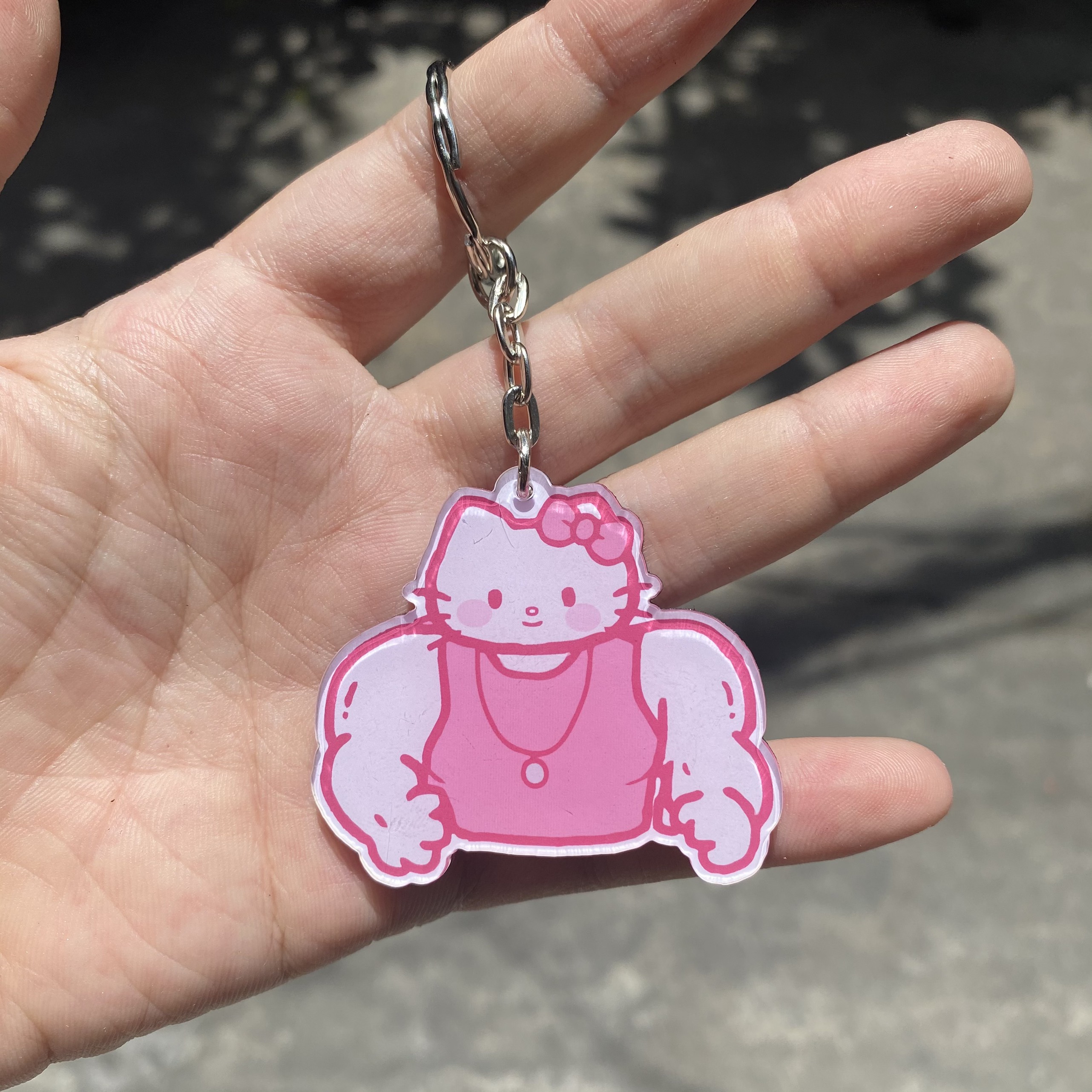 Móc khóa mèo Kitty đô con cơ bắp lực điền dễ thương