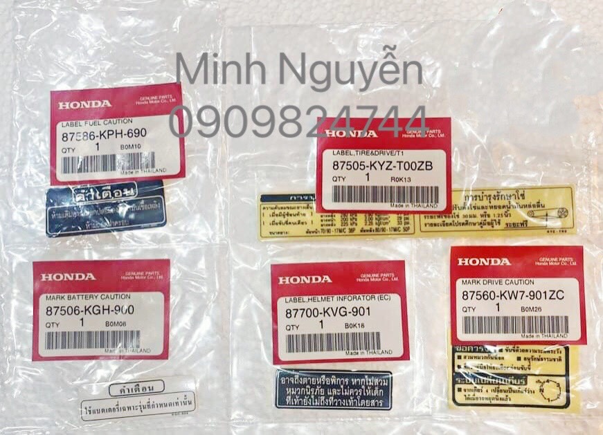 Tem thông số wave Thái chính hãng honda