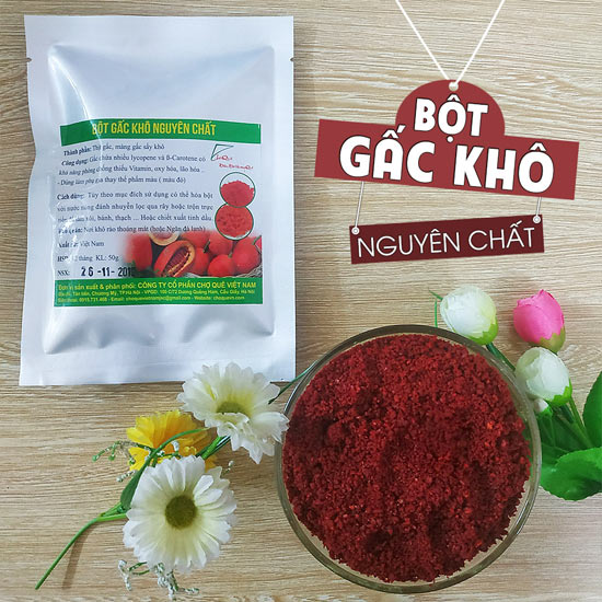 Bột gấc khô nguyên chất (màu đỏ) Gói 100g