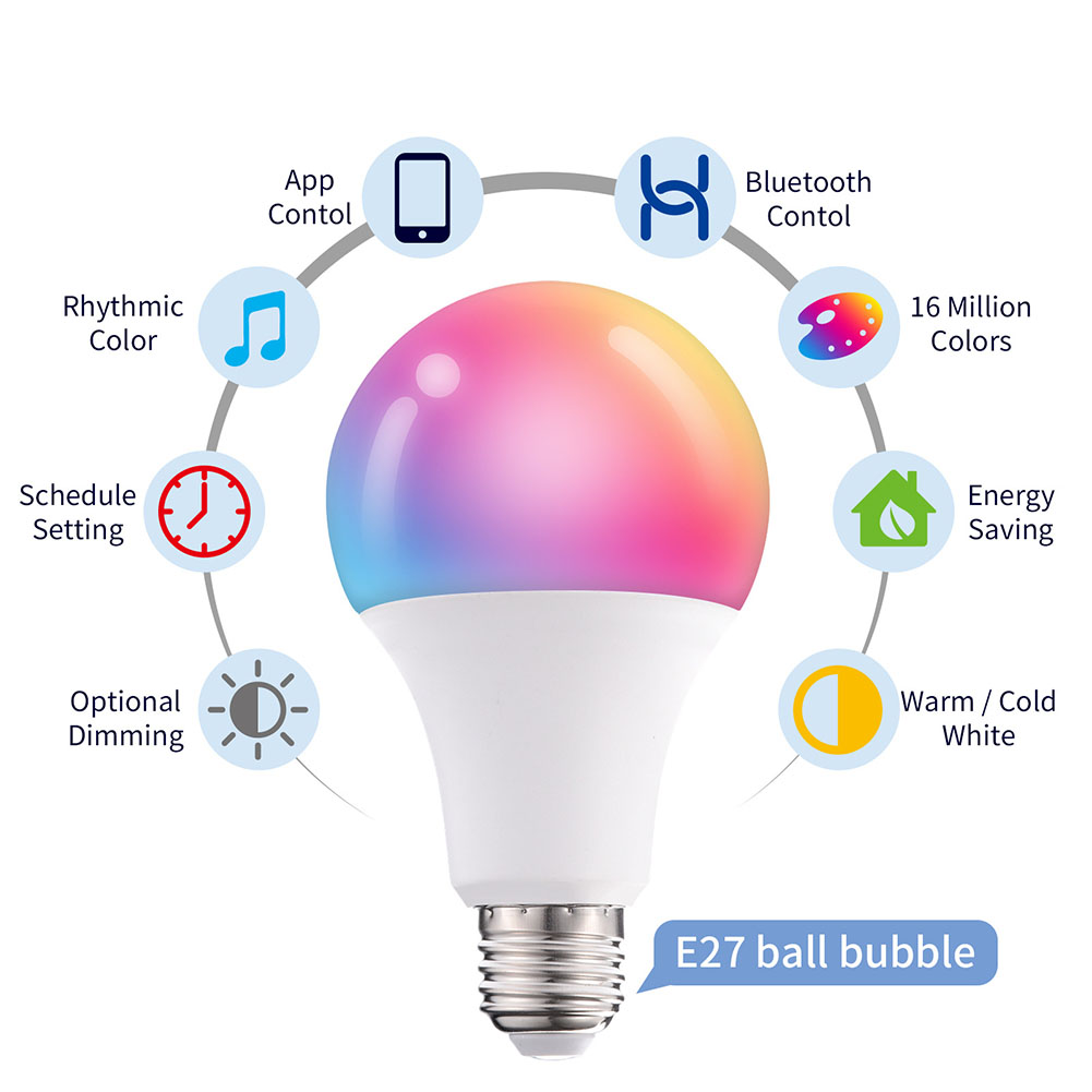 27 RGB LED Bulb Lights15W RGB LED Lamp Energy Saving Bluetooth-compatible 265V Mobile Control Bulb Home Ornament. 