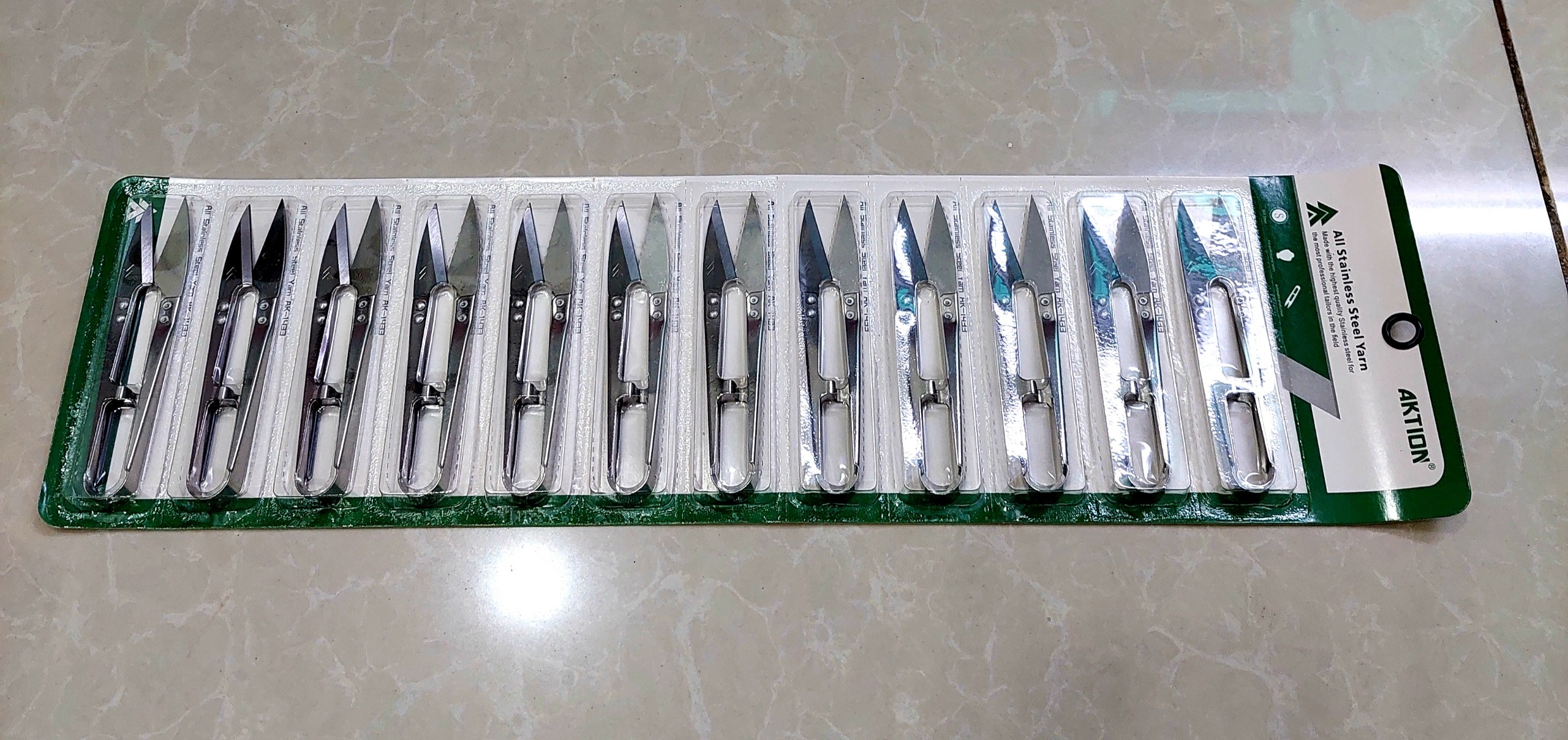 12 cây kéo bấm chỉ màu bạc- cán inox
