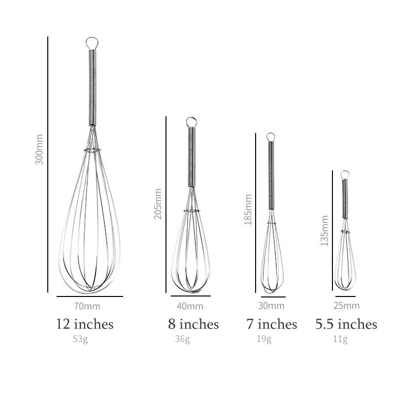 430 Stainless Steel Mini Spring Handle Manual Whisk Small Egg Mixer Cream Whipper