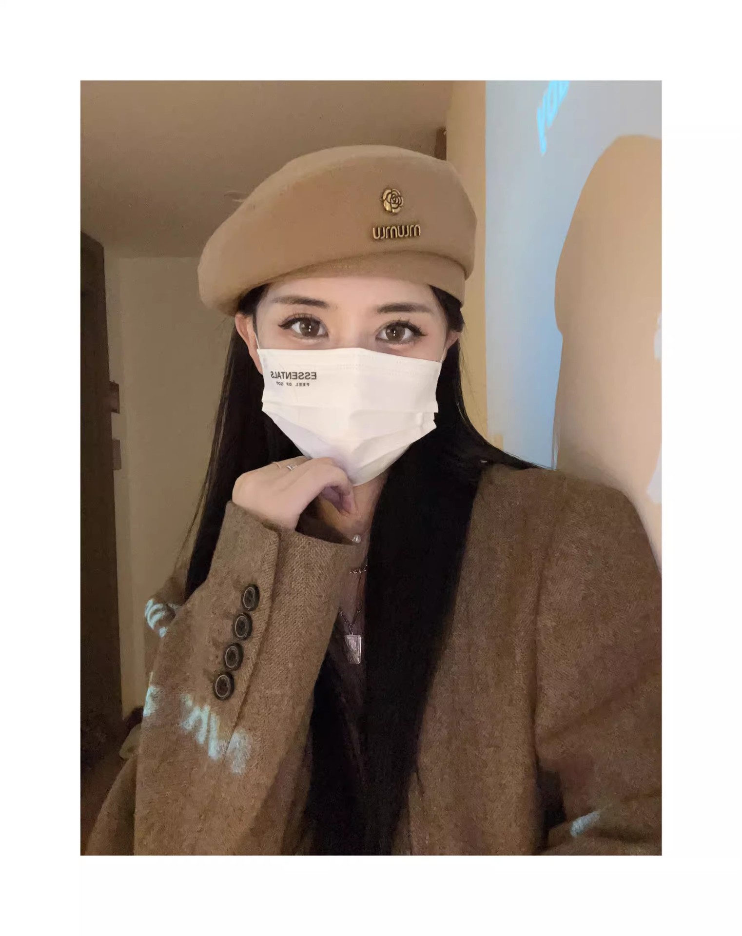 Mũ nồi mũ beret hoa trà min min