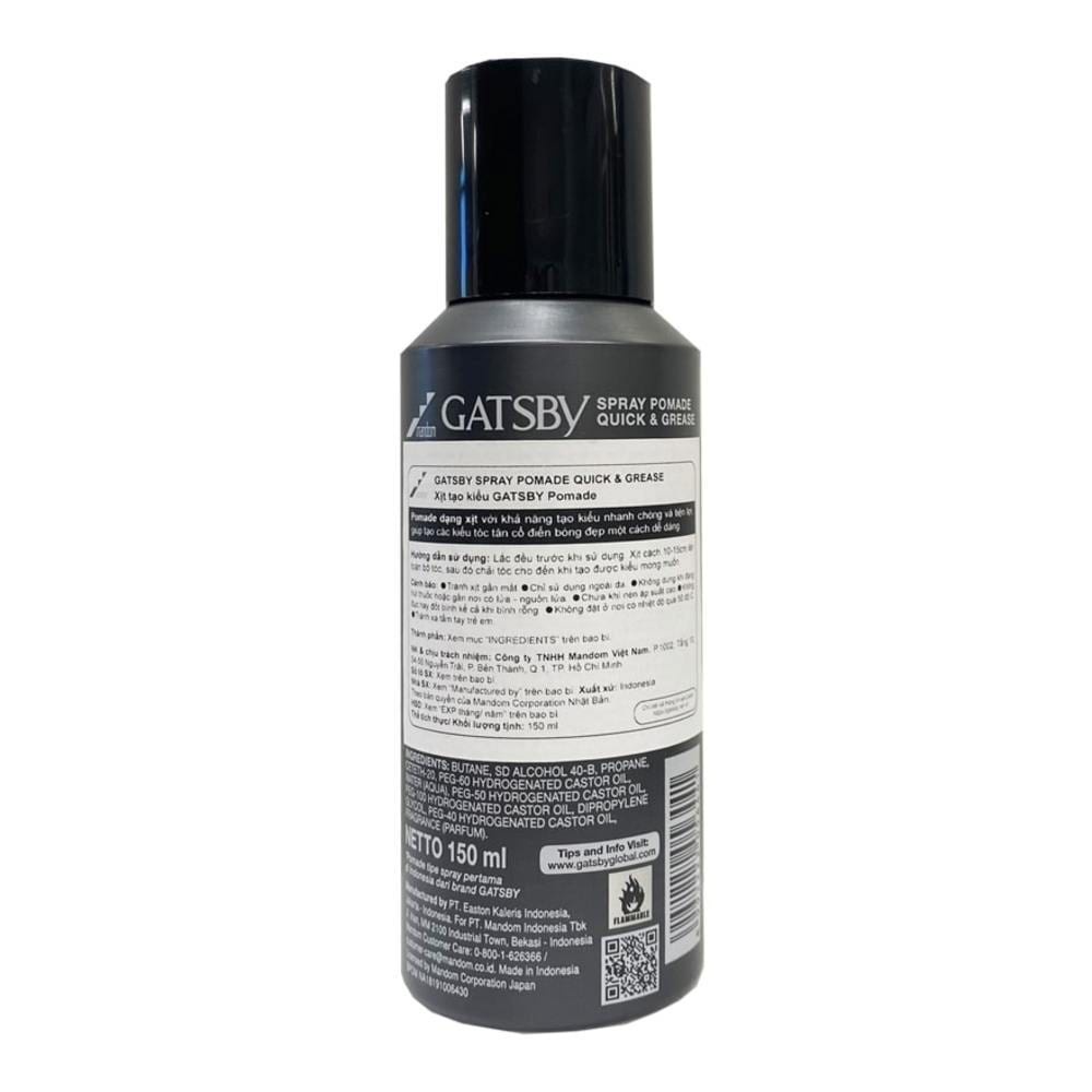 [Chính Hãng 100%] Keo Xịt Tạo Kiểu Tóc Gatsby Spray Pomade Quick & Grease 150ml
