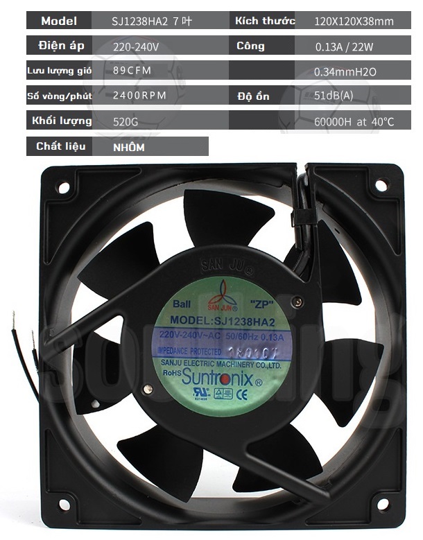 Quạt tản nhiệt 12v 0.13a - 4.8a 12cm - fan cooling pc