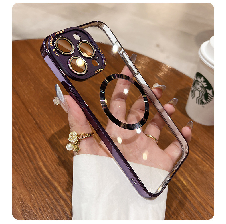 Kisscase Sang Trọng khung mạ điện Cứng PC backplate vỏ điện thoại Cho iPhone 15 14 13 12 Pro Max Cộng Với Trường Hợp Không Dây Sạc Bìa Kim Loại Ống kính bảo vệ vỏ khung Cho iPhone 13 Pro Max Rõ Ràng Cover Quay Lại