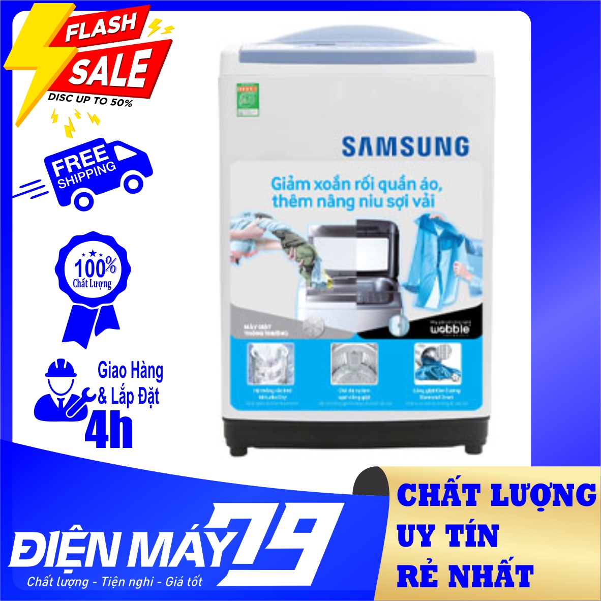Máy giặt Samsung 9.0 KG WA90M5120SW SV Miễn phí giao hàng TPHCM-Ngoại tỉnh thumbnail
