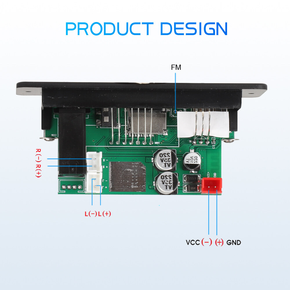KEBIDU Máy nghe nhạc MP3 Bluetooth 5.0 giải mã 2x40W khuếch đại DC 12V Ghi âm cuộc gọi MP3 mic chức năng