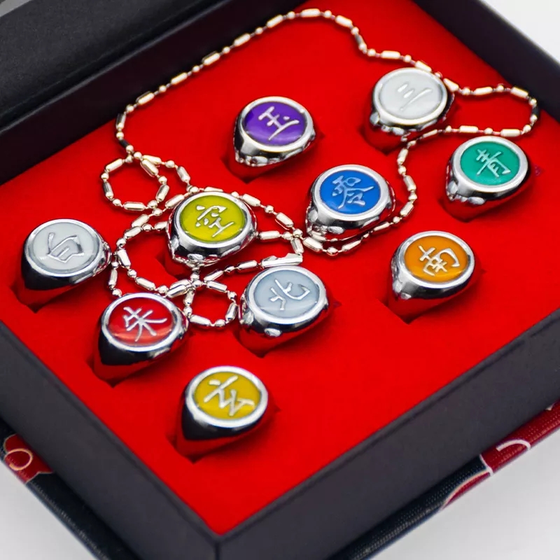 10PCS Anime Naruto Ring Set Akatsuki Uchiha Itachi Ring Luminous Ring Alloy Ring